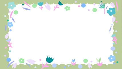 cute tiny colorful flowers with leave frame in white background. paper , note , planner , diary and presentation background decoration.