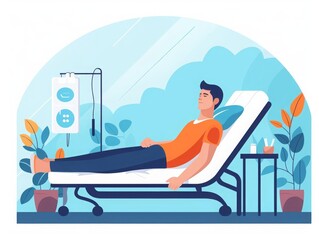 Poststroke care flat design side view Recovery theme cartoon drawing Monochromatic Color Scheme