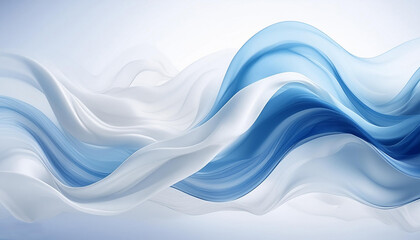 Wallpaper and background with blue and white soft fabric abstract waves. Decor and design. AI Generated