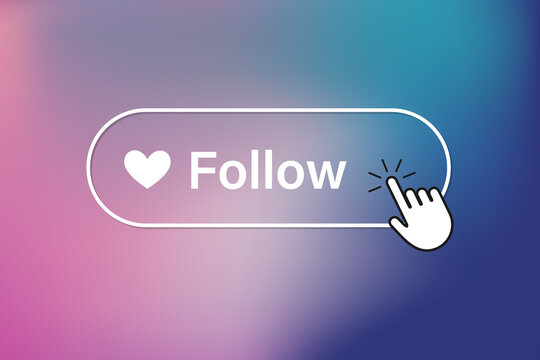 Follow us, sticker, button, icon, flag, sign symbol for mobile app, website, user interface, promotion.