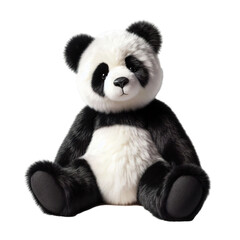 a fur plush stuffed Panda teddy bear, white background, full body