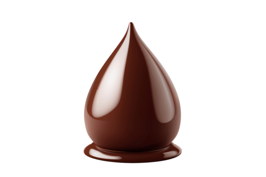single chocolate drop on a white background