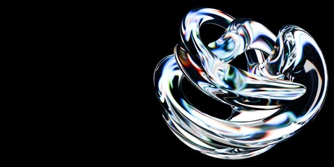 3D background with glass of water on black