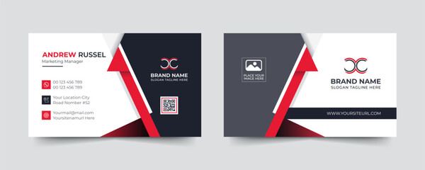 Red modern and creative business card template. Simple clean visiting card design. Luxury and elegant visit card layout. Easy editable business for design with vector illustration.