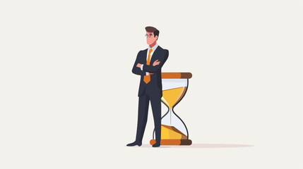 Businessman with hourglass on white background Vector