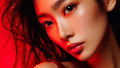 Fototapeta premium Close-up of an Asian woman full of pure beauty