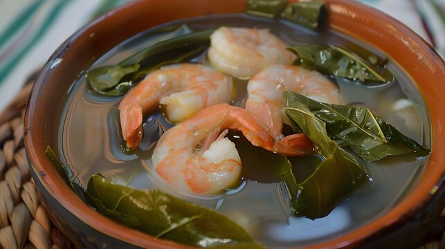 Tacaca, a spicy soup made with jambu leaves and shrimp
