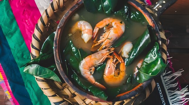 Tacaca, a spicy soup made with jambu leaves and shrimp
