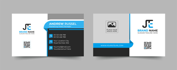 Blue modern and creative business card template. Simple clean visiting card design. Luxury and elegant visit card layout. Easy editable business for design with vector illustration.