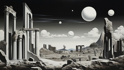 Celestial Mirage: Surreal Landscape of Otherworldly Planetary Terrain