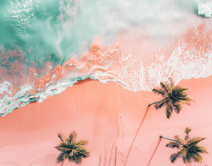 Aerial view of sunny tropical sand beach.