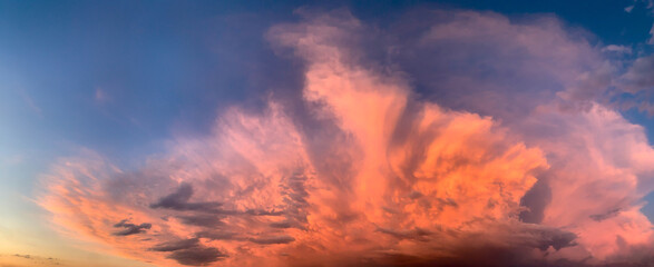 beautiful clouds in the sky at sunset panoramic dramatic landscape
