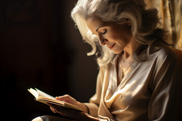 Portrait of a mature woman training class lesson pass a new degree generative ai