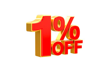 3d sales discount Number 1 percentage price tag for discount sale promotion concept by 3d render