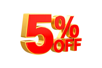 3d sales discount Number 5 percentage price tag for discount sale promotion concept by 3d render
