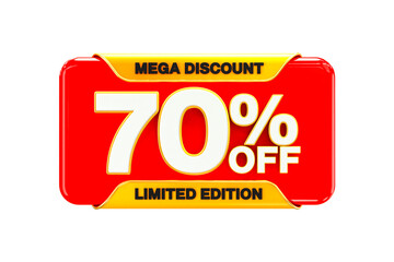 3d sales discount Number 70 percentage price tag for discount sale promotion concept by 3d render
