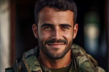 Obraz premium Soldier in military uniform created with generative AI