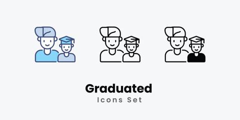 Graduated Icons thin line and glyph vector icon stock illustration