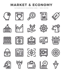 Market & Economy icons set. Vector illustration.