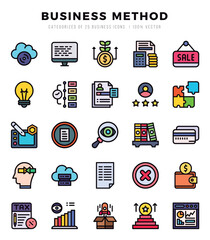 Set of 25 Business Method Lineal Color Icons Pack.