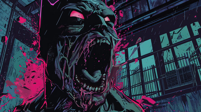 anime manga horror animals, zombie skeleton, illustration