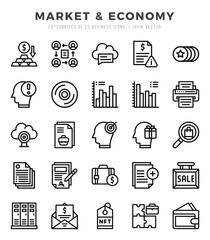 Market & Economy Icon Pack 25 Vector Symbols for Web Design.