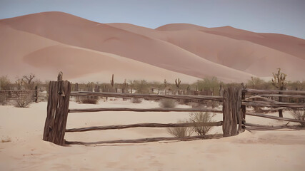 large desert with a wooden fence