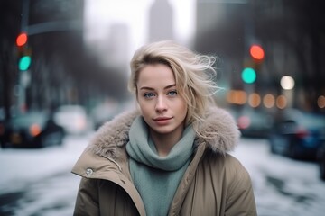 Obraz premium A woman wearing a brown coat