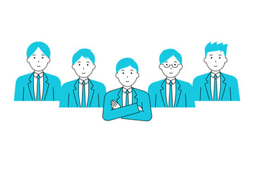 複数のビジネスマンが並んでいるイラスト