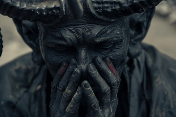 Generated with AI image of terrifying devil in the night demon horror scary monster vampire