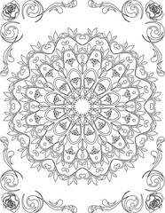 Printable Mandala Coloring Page for Adults. Educational Resources for School for Kids. Adults Coloring Book. Mandala Coloring Activity Worksheet.