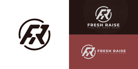 Abstract initial circle letter FR or RF logo in deep red color isolated on multiple background colors. The logo is suitable for winemaker business brand logo design inspiration templates.