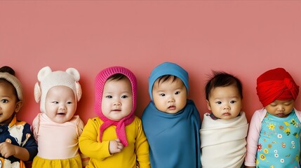 A group of babies in different colors.