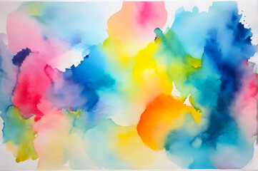Abstract Watercolor Explosion - Vibrant Splashes of Color Burst Across a White Background