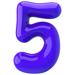 5 Number 3D Rendering