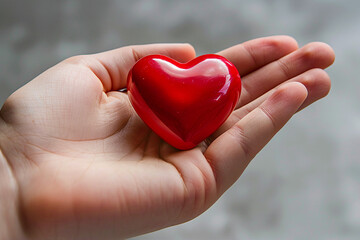 Fototapeta premium Close up picture of human hands showing heart sign made with generative ai concept