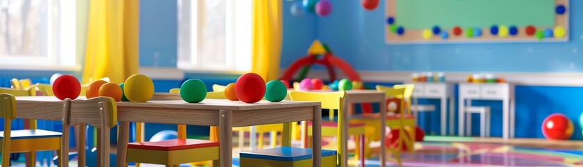 A classroom full of bright colors and toys