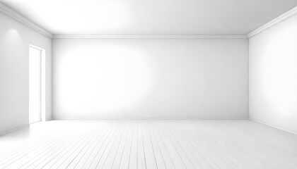 A bare room with white-painted walls and a closed door, devoid of any furniture or decorations