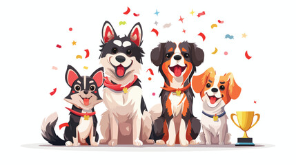 Cartoon dogs show colored vector graphic illustration