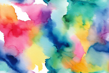 Abstract Explosion of Color - Vibrant Watercolor Washes Dance on a White Canvas