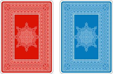Obraz premium Card backs pattern design from a new original deck of playing cards. The design interworks the four suit symbols in highly detailed abstract pattern.