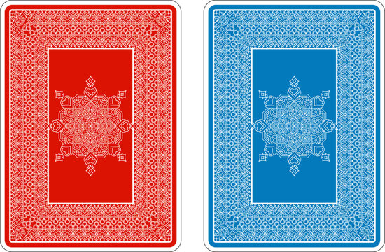 Card backs pattern design from a new original deck of playing cards. The design interworks the four suit symbols in highly detailed abstract pattern.