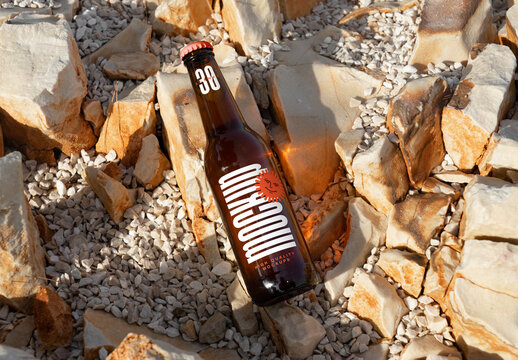 Laying Glass Bottle Mockup
