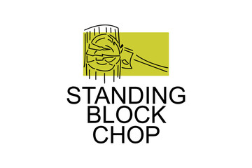 Standing block chop vector line icon. lumberjack sport. athlete chopping logs pictogram illustration.