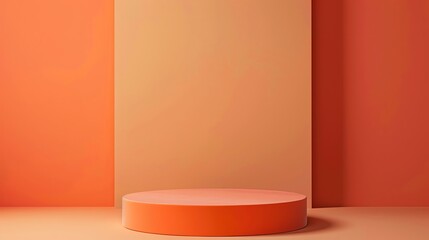 Flat pastel orange podium with a simple, clean line design, perfect for minimalist product displays