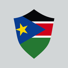 South Sudan Flag in Shield Shape