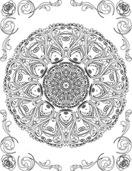 Printable Mandala Coloring Page for Adults. Educational Resources for School for Kids. Adults Coloring Book. Mandala Coloring Activity Worksheet.