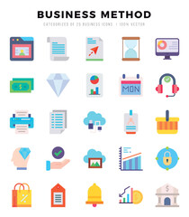 Business Method Flat icons collection. 25 icon set. Vector illustration.
