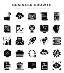 Business Growth Icon Pack 25 Vector Symbols for Web Design.