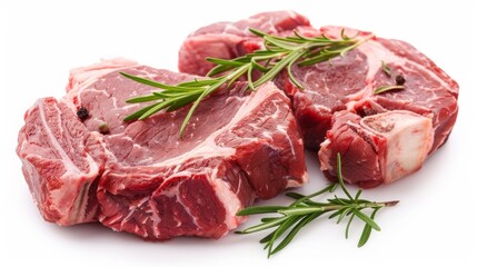 lamb meat rump steaks isolated on white, healthy food concept